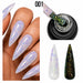 Nail Success Australia Holographic Flakes Gel Polish 001 shown on white nails with black and white swatch comparison