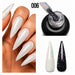Nail Success Australia Holographic Flakes Gel Polish 006 shown on white nails with black and white swatch comparison