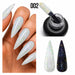 Nail Success Australia Holographic Flakes Gel Polish 002 shown on white nails with black and white swatch comparison