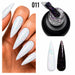 Nail Success Australia Holographic Flakes Gel Polish 011 shown on white stiletto nails with open bottle brush and black and white swatches
