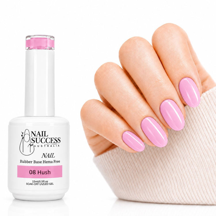 Hush Rubber Base Gel - natural nail result on hand