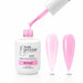 Hush Rubber Base Gel - open bottle with brush and swatches