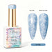 Ice Sky Aurora Pearl Gel Polish with pale blue pearl shimmer swatches in top coat and matte finish