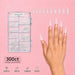 NSI Innovation Clear Nail Tips 300ct case, 10 sizes with 30 pieces each, hand wearing clear tips