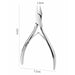 Large silver double-spring nail nipper with angled blades, 12 cm long with a 1.5 cm jaw and 7.2 cm handle span