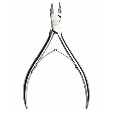 Large silver double-spring nail nipper with straight precision blades and curved handles