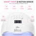 White 80W LED UV nail lamp with motion sensor, LCD display and 10, 30, 60 and 99-second timer settings