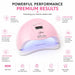 Pink 80W LED UV nail lamp with 36 LEDs, motion sensor, digital display, low-heat mode and four timer settings