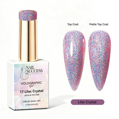 Lilac crystal gel polish holographic gel polish NSI Australia