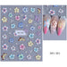 MO-383 Lily and Hibiscus Flower Nail Art Sticker sheet with pastel blue, pink, yellow and white floral designs on manicure samples