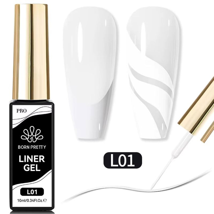 LED with ultra-fine brush; French tips & swirl lines shown