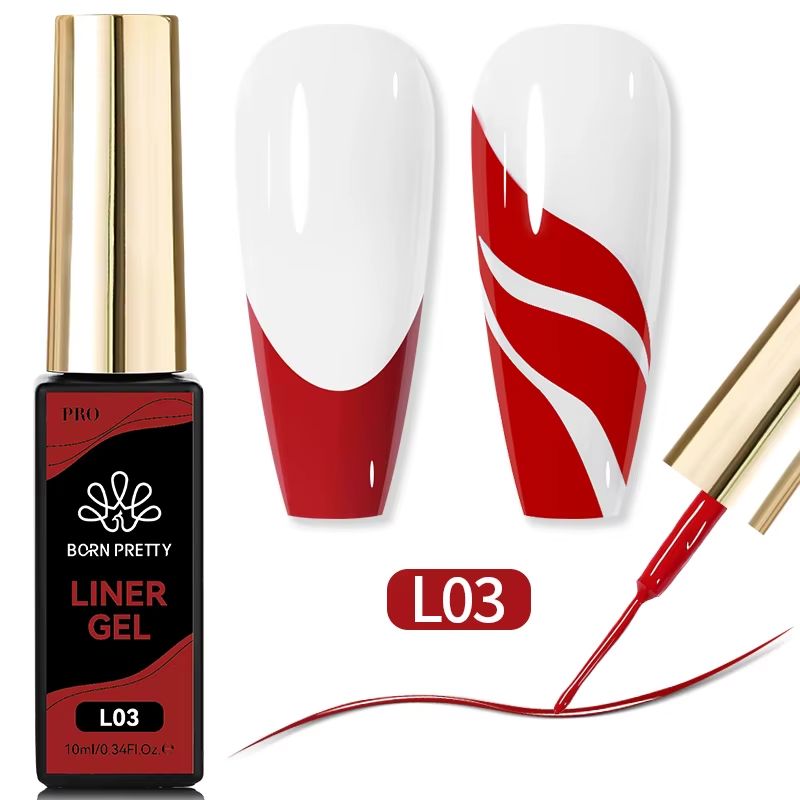 Born Pretty Liner Gel L03 Red – 10ml nail art striping gel polish for French tips & swirl designs – NSI Australia