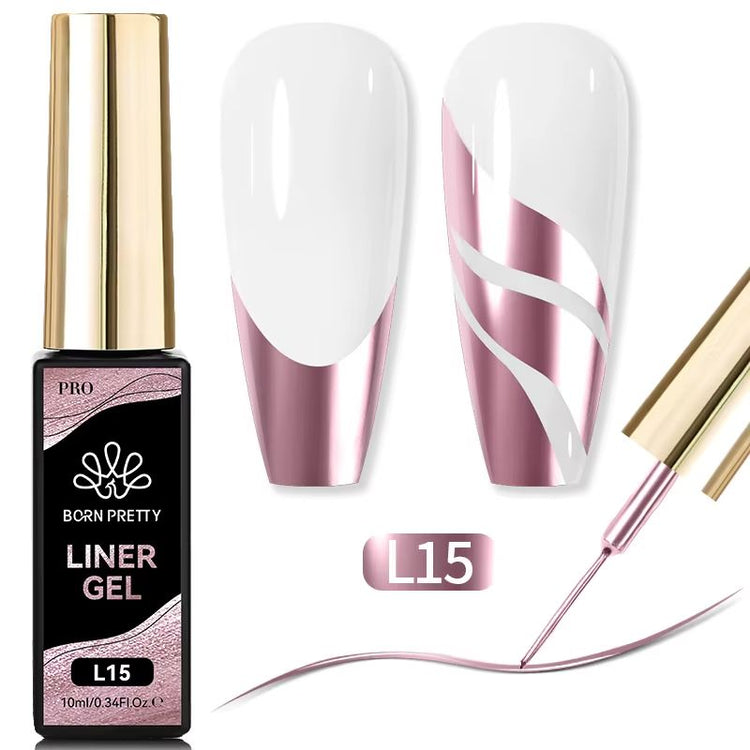LED with ultra-fine brush; metallic French tips & lines shown