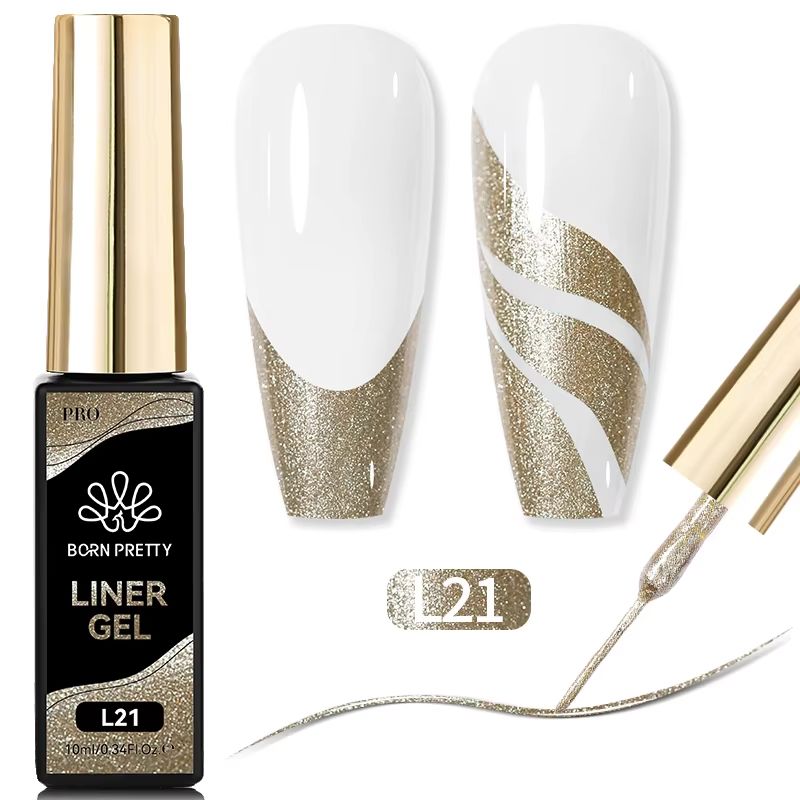 LED with fine brush; French tips & swirl lines shown