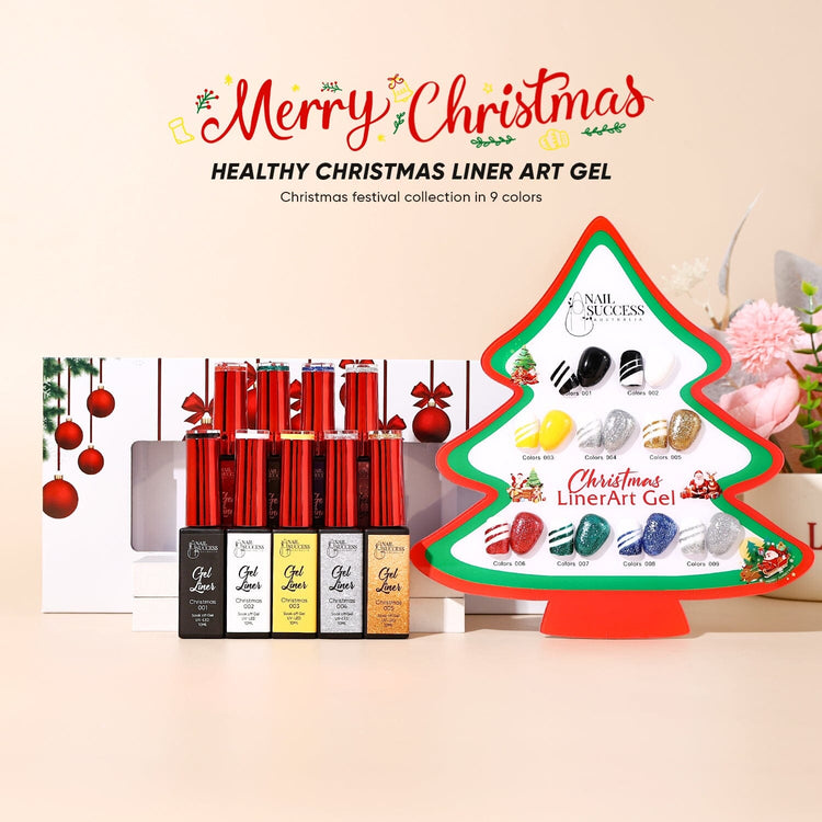 LED soak-off striping gels with tree display gift pack