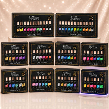 Nail Success Australia Liner Art Gel Kit boxes, the full range of colour collection kits