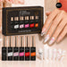 Nail Success Liner Art Gel Kit 01, six liner gels with coral and pink swirl nail art