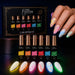 Nail Success Liner Art Gel Kit, six glow in the dark liner gels glowing on a dark background