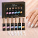 Nail Success Liner Art Gel Kit, six pastel liner gels with soft swirl nail art