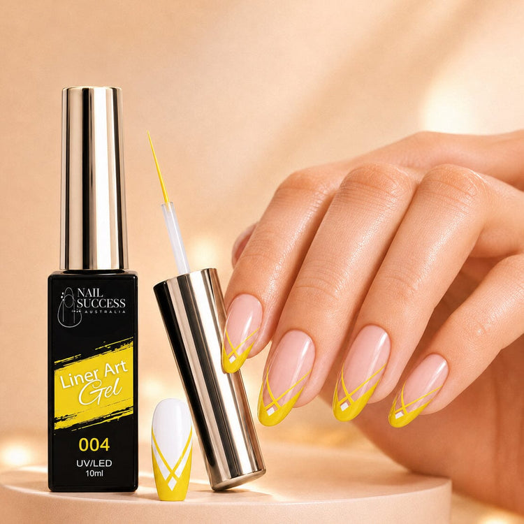 Nail Success Liner Art Gel 004 Yellow, 10ml UV LED striping gel with yellow V French tips