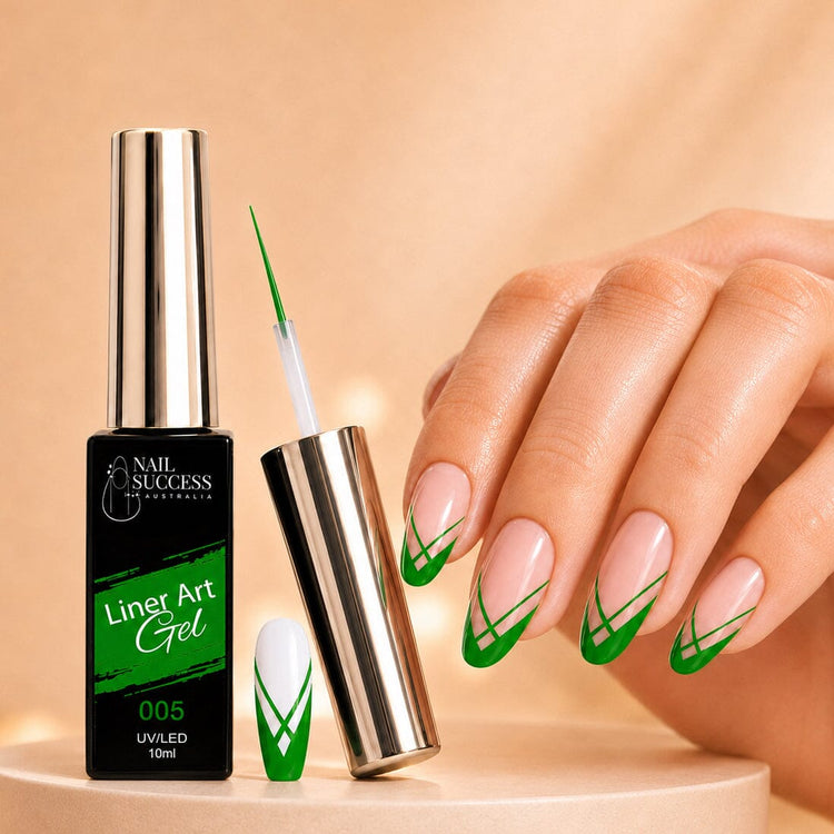 Nail Success Liner Art Gel 005 Green, 10ml UV LED striping gel with green French tip line art