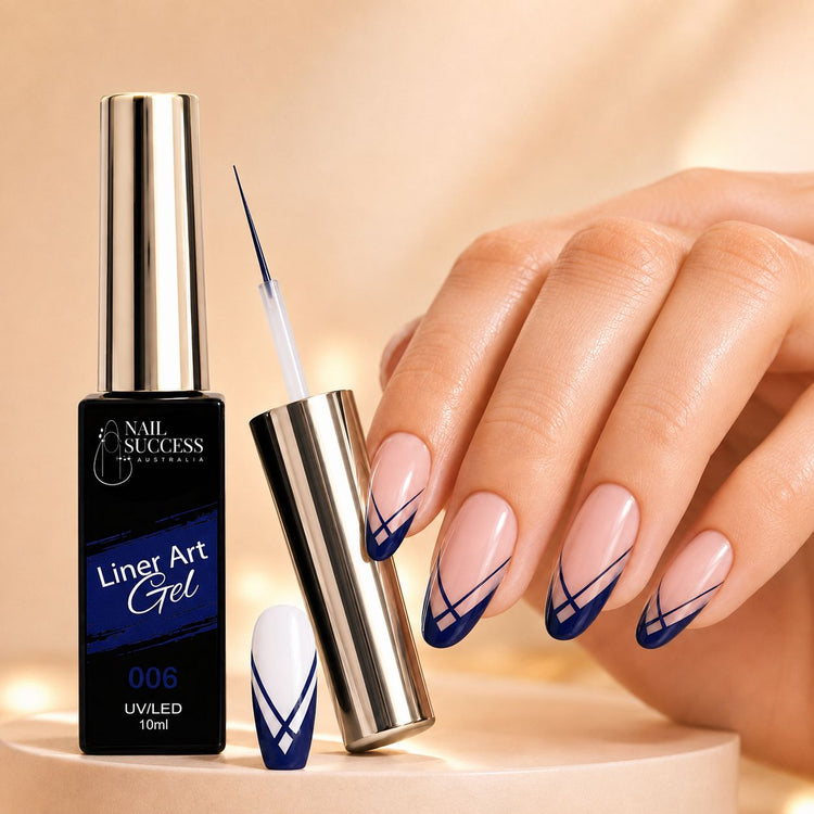 Nail Success Liner Art Gel 006 Navy, 10ml UV LED striping gel with navy blue line art