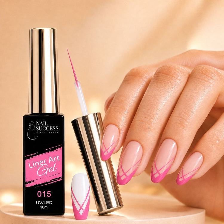 Nail Success Liner Art Gel 015 Hot Pink, 10ml UV LED striping gel with hot pink French tips