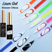 LED 10ml bottles with neon and classic colour swatches for fine nail art lines and curves