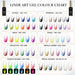 Liner Art Gel colour chart, Classic, Essential, Neon, Pastel, Reflective, Metallic Chrome and Glow in the Dark