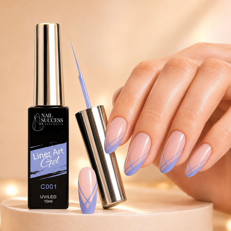 Nail Success Liner Art Gel C001 Periwinkle Blue, 10ml UV LED striping gel with soft blue line art