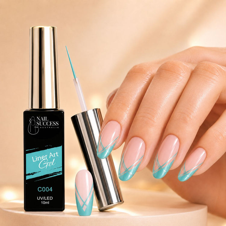 Nail Success Liner Art Gel C004 Turquoise, 10ml UV LED striping gel with aqua French tip art