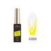 LED; bottle and nail swatch with bright yellow V-line striping on white