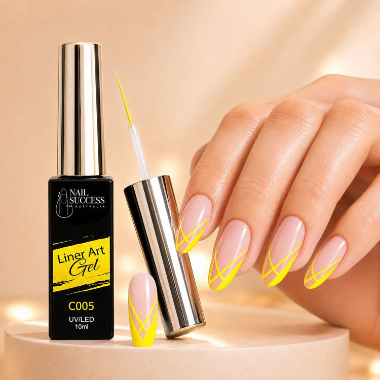 Nail Success Liner Art Gel C005 Yellow, 10ml UV LED striping gel with bright yellow line art