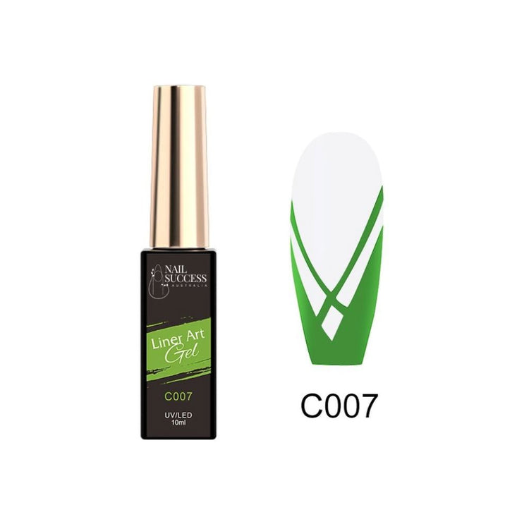 LED—bottle and nail swatch with medium green V-line design on white