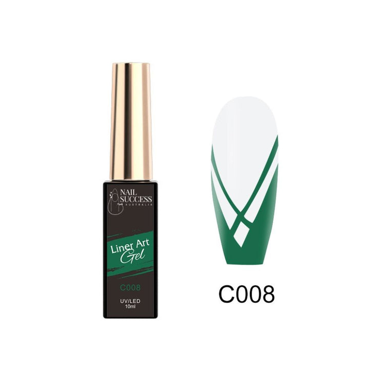 LED—bottle and nail swatch with deep green V-line design on white