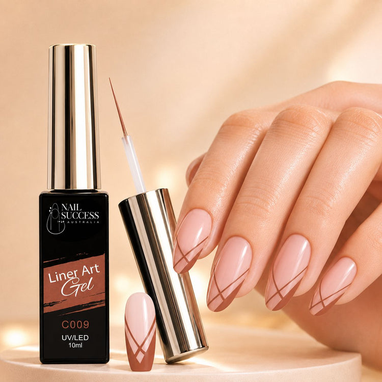 Nail Success Liner Art Gel C009 Dusty Rose, 10ml UV LED striping gel with muted pink line art