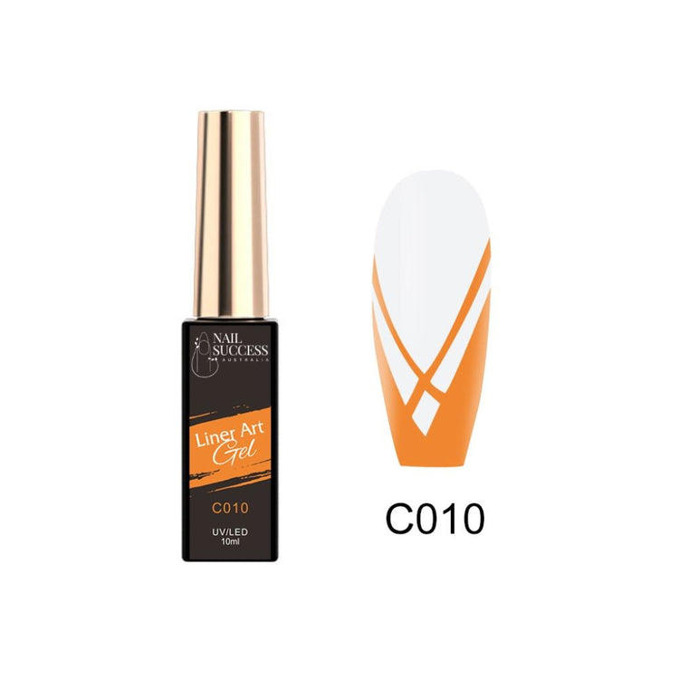 LED—bottle and nail swatch with bright orange V-line design on white
