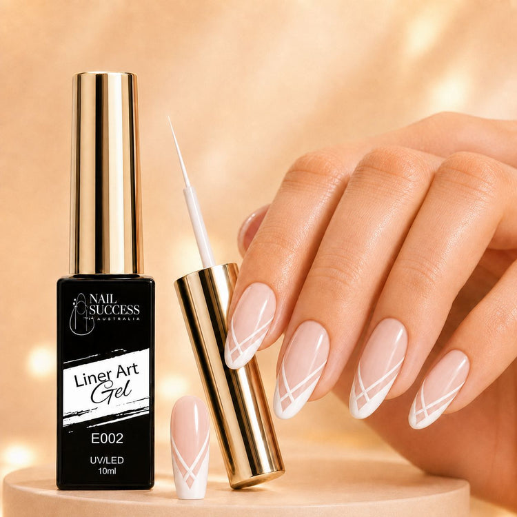 Nail Success Liner Art Gel E002 White, 10ml UV LED striping gel with white swirl line art