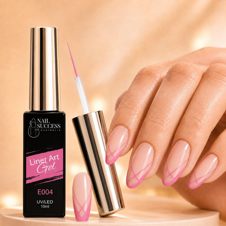 Nail Success Liner Art Gel E004 Bright Pink, 10ml UV LED striping gel with pink French tip art