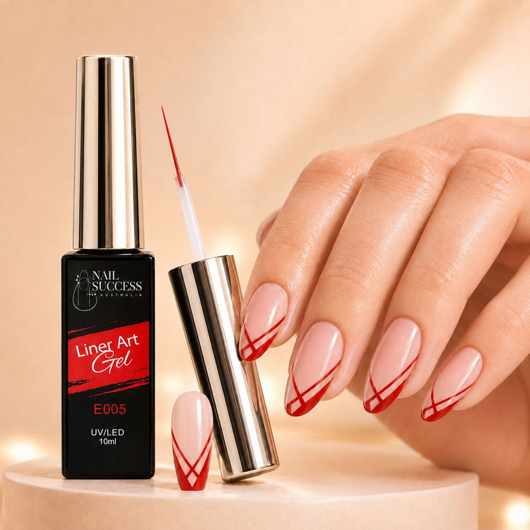 Nail Success Liner Art Gel E005 Red, 10ml UV LED striping gel with red French tip line art