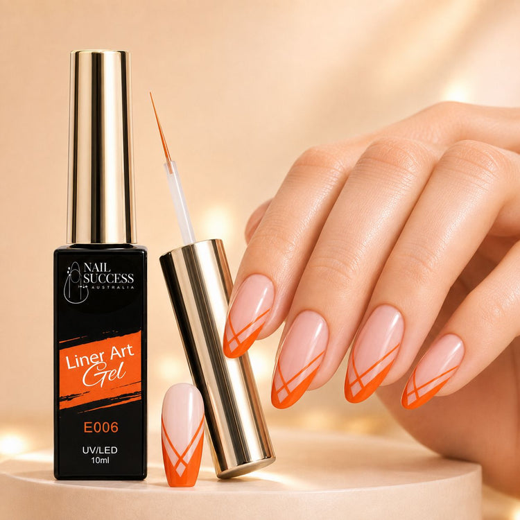Nail Success Liner Art Gel E006 Orange, 10ml UV LED striping gel with orange swirl line art
