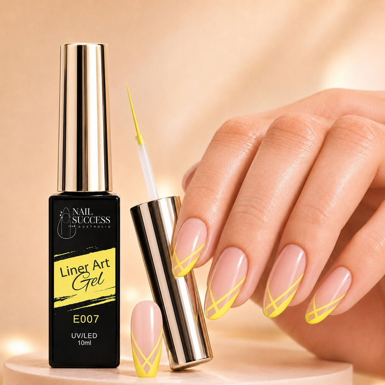 Nail Success Liner Art Gel E007 Yellow, 10ml UV LED striping gel with yellow swirl line art