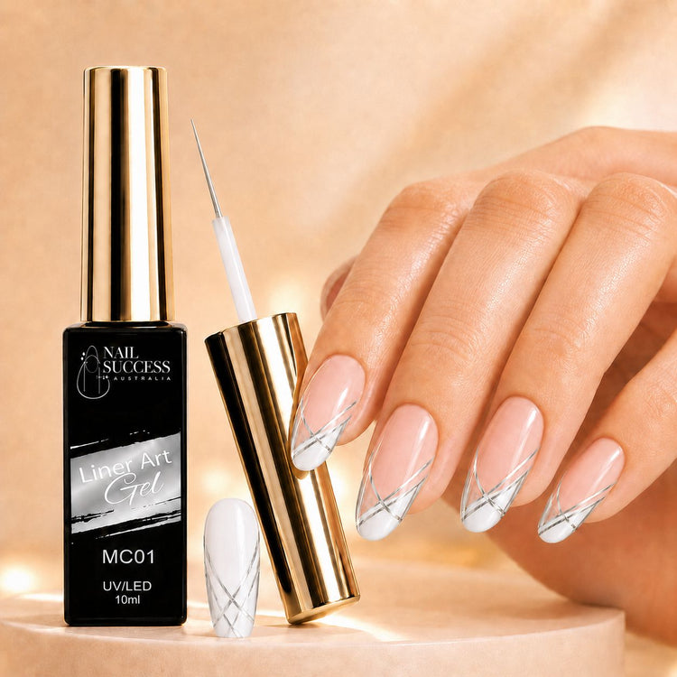 Nail Success Liner Art Gel MC01 Chrome Silver, 10ml UV LED metallic chrome nail art liner gel
