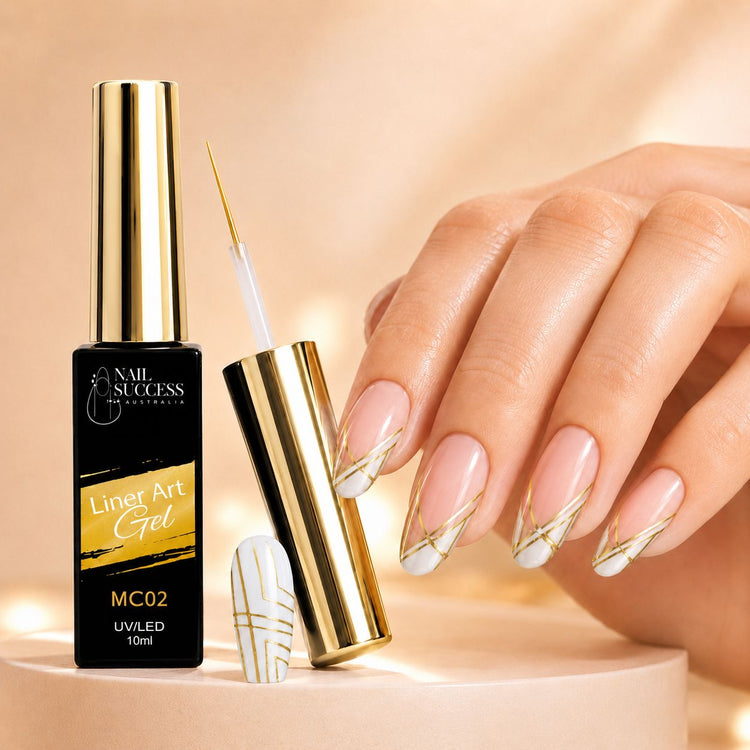 Nail Success Liner Art Gel MC02 Chrome Gold, 10ml UV LED metallic chrome nail art liner gel