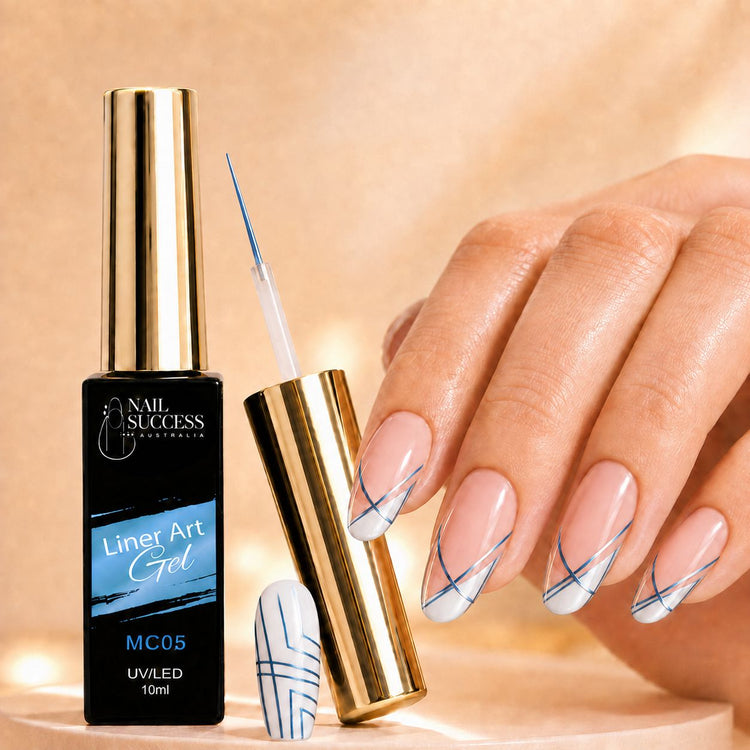 Nail Success Liner Art Gel MC05 Chrome Ice Blue, 10ml UV LED metallic chrome nail art liner gel
