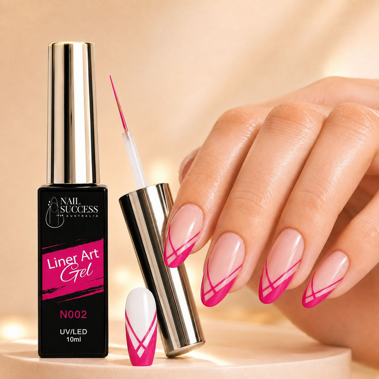 Nail Success Liner Art Gel N002 Neon Pink, 10ml UV LED striping gel with vivid pink French tips