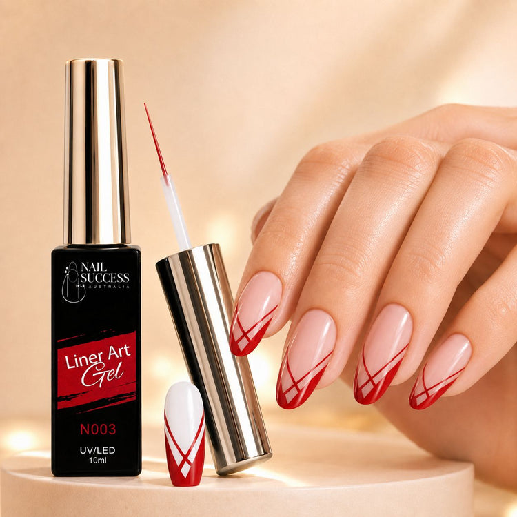 Nail Success Liner Art Gel N003 Neon Red, 10ml UV LED striping gel with bright red French tips