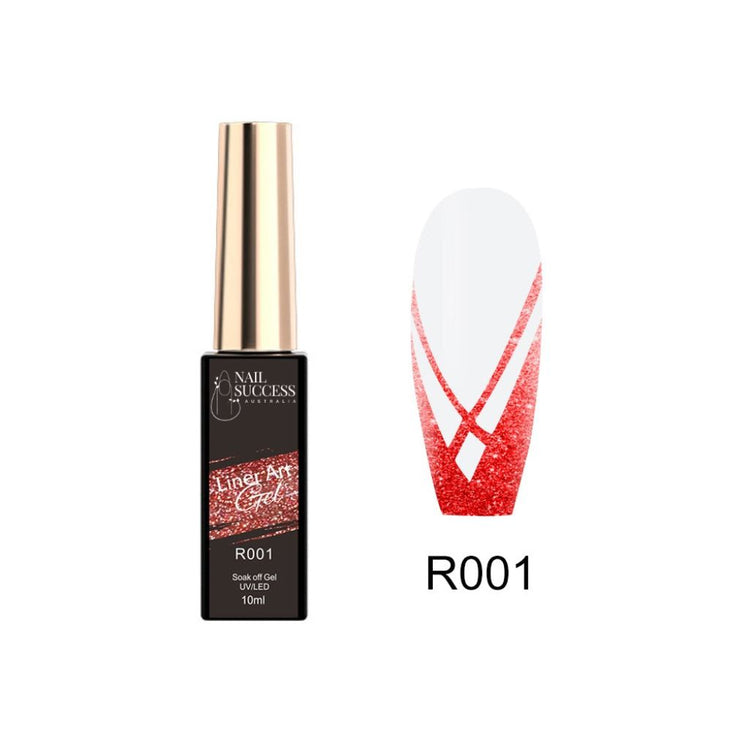 LED red glitter liner gel with swatch