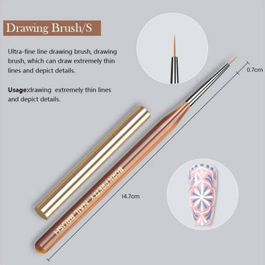 Born Pretty 7mm liner nail brush with ultra-fine tip for thin line drawing and detailed nail art designs