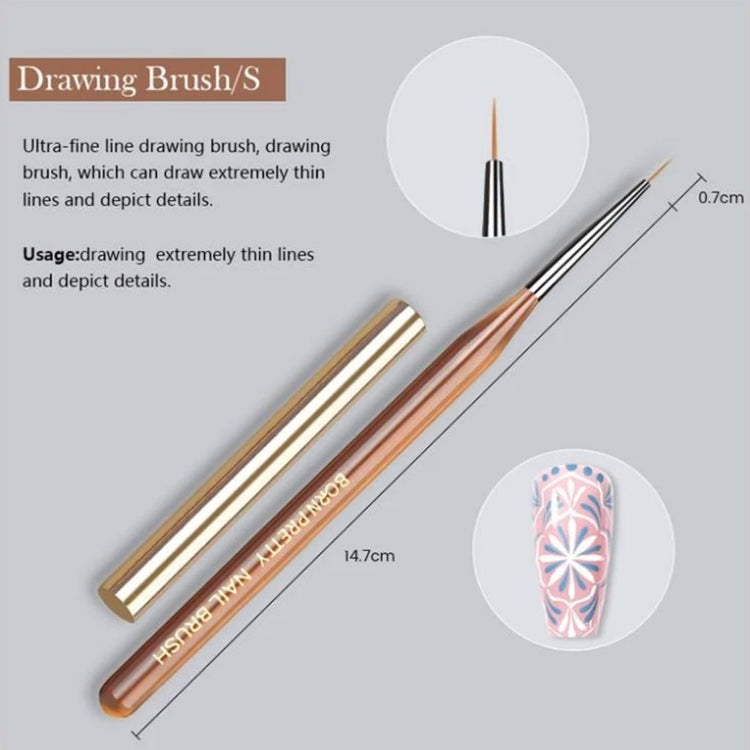 Born Pretty 7mm liner nail brush with ultra-fine tip for thin line drawing and detailed nail art designs